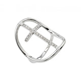 Sterling Silver Rhodium Plated Cross Ring