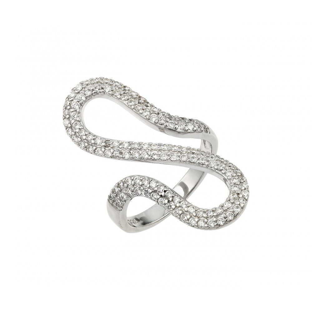 Sterling Silver Rhodium Plated Wiggly Ring