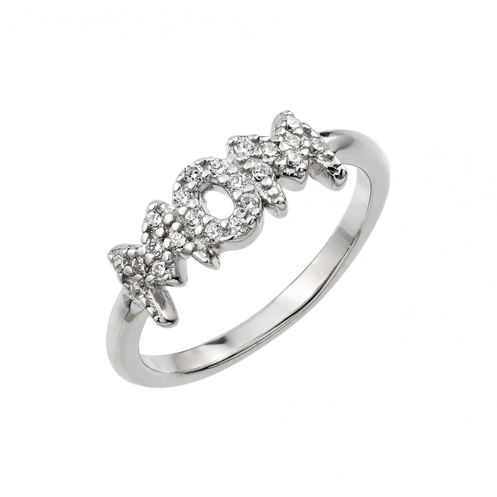 Sterling Silver Rhodium Plated Mom Ring