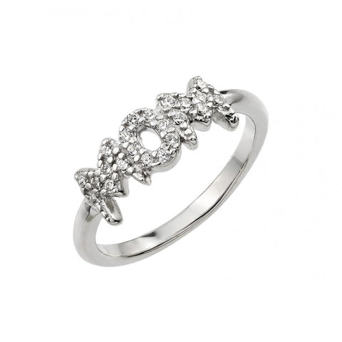 Sterling Silver Rhodium Plated Mom Ring