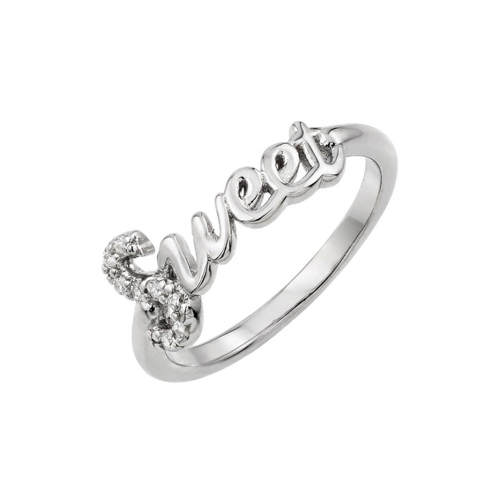 Sterling Silver Rhodium Plated Sweet Ring