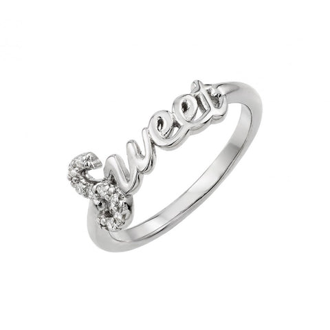 Sterling Silver Rhodium Plated Sweet Ring