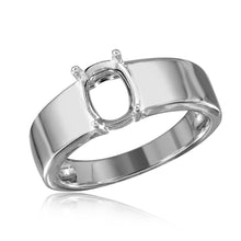 Load image into Gallery viewer, Sterling Silver Rhodium Plated High Polished Band Single Stone Mounting Ring