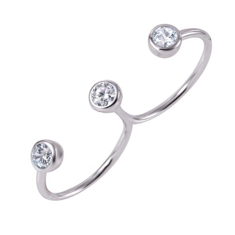 Sterling Silver Rhodium Plated Connected CZ Ring