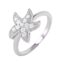 Load image into Gallery viewer, Sterling Silver Trendy Pave Starfish Design Ring