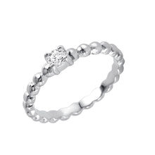 Load image into Gallery viewer, Sterling Silver Rhodium Plated Clear CZ Bead Ring