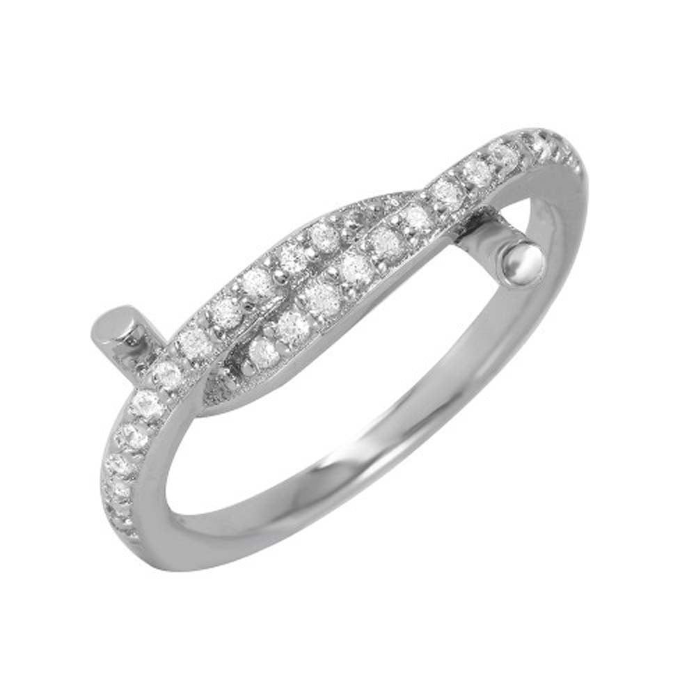 Sterling Silver Fancy Pave Twirl Band Ring with Ring Width of 10MM