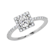 Load image into Gallery viewer, Sterling Silver Classy Round Cz with Square Halo Setting Band Ring Embedded with Cz Stones