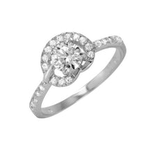 Load image into Gallery viewer, Sterling Silver Fancy Band Ring Inlaid with Cz Stones and Centered Large Round CzAnd Ring Dimensions of 11MMx8MM