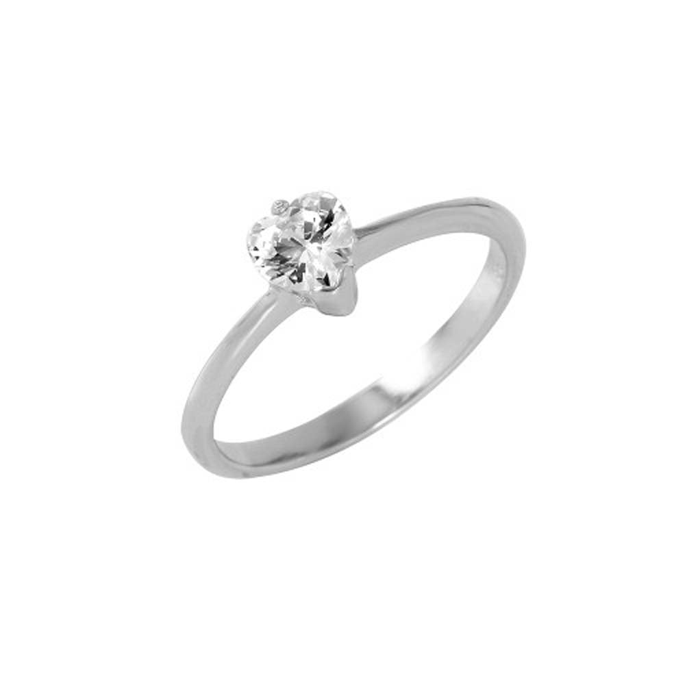 Sterling Silver Classy Round Cz Stone Ring with Ring Dimensions of 5MMx6MM