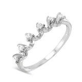 Sterling Silver Rhodium Plated Open Adjustable CZ Ring