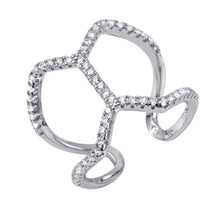 Load image into Gallery viewer, Sterling Silver Abstract Design Embedded with Clear Cz Stones Open Band Ring