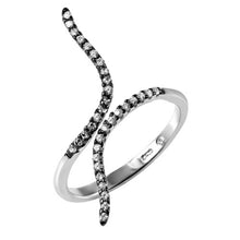 Load image into Gallery viewer, Sterling Silver Two-Toned Fancy Bypass Design Embedded with Clear Cz Stones Ring