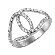 Load image into Gallery viewer, Sterling Silver Fancy Open Pave Loop Design Ring