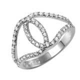 Sterling Silver Fancy Open Pave Loop Design Ring