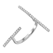 Load image into Gallery viewer, Sterling Silver Fancy Cz Bar Design Open Band Ring