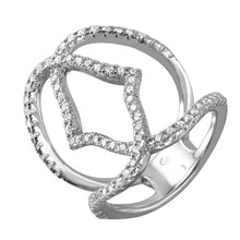 Load image into Gallery viewer, Sterling Silver Stylish Bracket Design Inlaid with Clear Cz Stones Ring