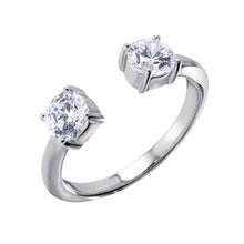 Load image into Gallery viewer, Sterling Silver Round Open Ring With CZ End Caps