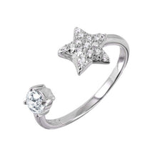 Load image into Gallery viewer, Sterling Silver Rhodium Plated Star Open Shaped Ring With CZ Stones