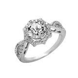 Sterling Silver Classy Octagon Shaped Embedded with Clear Cz Stones and Centered Large Cz RingAnd Ring Dimensions of 20.8MMx23MM