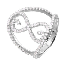 Load image into Gallery viewer, Sterling Silver Rhodium Plated Fancy Micro Pave Inifinity Symbol Split Shank Ring