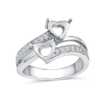 Load image into Gallery viewer, Sterling Silver Rhodium Plated Double Heart Ring with CZ