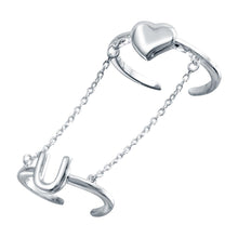 Load image into Gallery viewer, Sterling Silver Rhodium Plated Heart and U Slave Ring