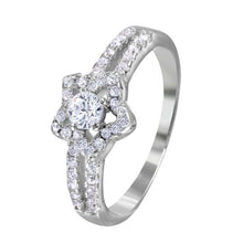Load image into Gallery viewer, Sterling Silver Rhodium Plated Split Shank Open Star CZ Encrusted Ring