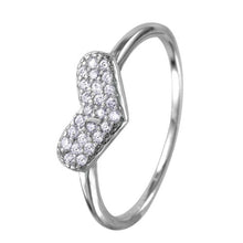 Load image into Gallery viewer, Sterling Silver Rhodium Plated Encrusted Heart Shaped Ring With CZ Stones