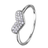 Sterling Silver Rhodium Plated Encrusted Heart Shaped Ring With CZ Stones