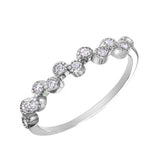 Sterling Silver Rhodium Plated Alternating Bubble Design Shaped Eternity Rings With CZ Stones