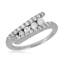 Load image into Gallery viewer, Sterling Silver Rhodium Plated Overlap CZ Design Ring