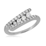 Sterling Silver Rhodium Plated Overlap CZ Design Ring