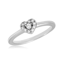 Load image into Gallery viewer, Sterling Silver Rhodium Plated Heart Shaped Ring With CZ Stones