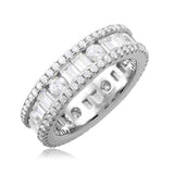 Sterling Silver Rhodium Plated  Eternity Band With Baguette CZ StonesAnd Width 5.5mm
