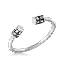 Load image into Gallery viewer, Sterling Silver Rhodium Plated Barbel Edges Shaped Ring