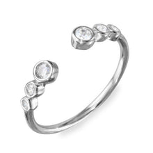 Load image into Gallery viewer, Sterling Silver Rhodium Plated Open Ring With 3 Graduated Round CZ