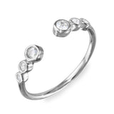 Sterling Silver Rhodium Plated Open Ring With 3 Graduated Round CZ