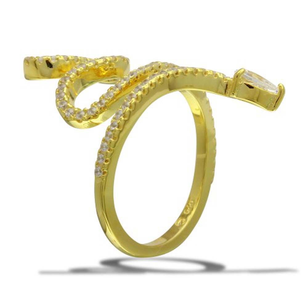 Sterling Silver Gold Plated Snake Design with CZ Ring