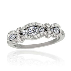 Sterling Silver Rhodium Plated Knotted Clear CZ Ring