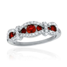 Load image into Gallery viewer, Sterling Silver Rhodium Plated Knotted Red And Clear CZ Ring