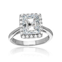 Load image into Gallery viewer, Sterling Silver Rhodium Plated Square Clear CZ Halo Ring