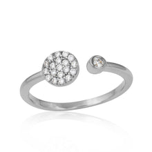 Load image into Gallery viewer, Sterling Silver Rhodium Plated Open Ring with Round CZ and CZ Circle