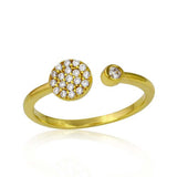 Sterling Silver Gold Plated Round Open Shaped Ring With CZ StonesAnd Width 1mmAnd Thickness 2mm