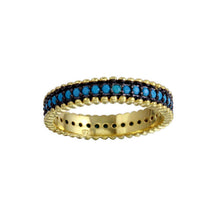 Load image into Gallery viewer, Sterling Silver Gold Plated Round Shaped Ring With Turquoise StonesAnd Width 4.4mm