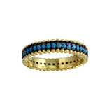 Sterling Silver Gold Plated Round Shaped Ring With Turquoise StonesAnd Width 4.4mm
