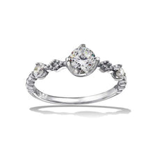 Load image into Gallery viewer, Sterling Silver Rhodium Plated Beaded Shank CZ RingAnd Dimensions 6.7mm