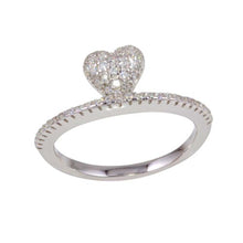 Load image into Gallery viewer, Sterling Silver Rhodium Plated Heart Shaped Ring With CZ Stones