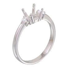 Load image into Gallery viewer, Sterling Silver Rhodium Plated Center Mounting Only Ring with CZ