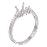 Sterling Silver Rhodium Plated Center Mounting Only Ring with CZ